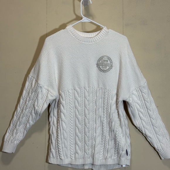 Disney Vacation Club Member Spirit Jersey Ivory Cable Knit Pullover Sweater Sz M